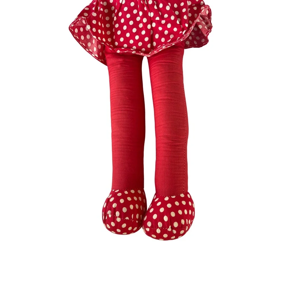 Vintage Christmas Elf  Doll & Toy Inc Red Cloth Doll Vinyl Face Yarn Hair 22in